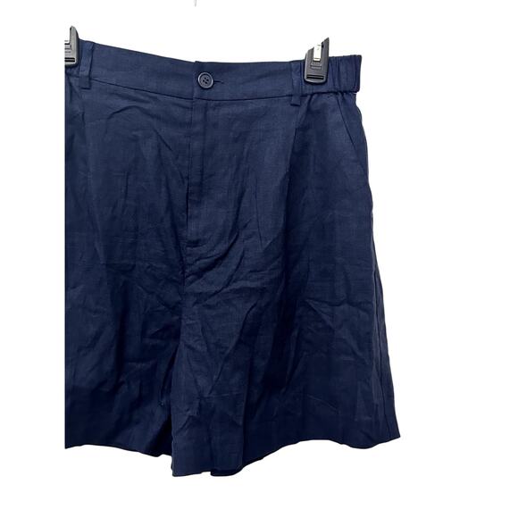 Open Edit Shorts Linen Blend High Rise Comfortable Fit Blue Women's Medium NWT - Picture 3 of 8